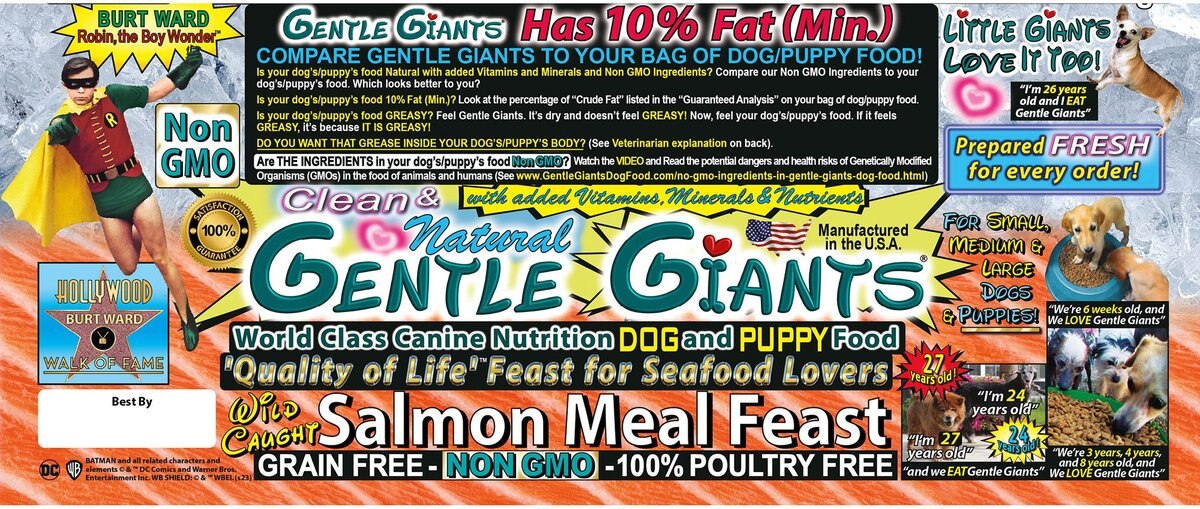 Gentle Giants Non-GMO Dog and Puppy Food Grain-Free Salmon Dry Dog Food， 18-lb bag