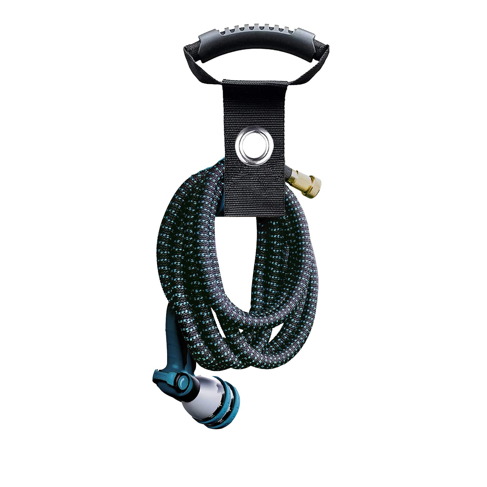 DisplayForever 8 in 1 Garden Hose Kit for Outside Yard| Freestanding Heavy Duty Metal Garden Hose Holder Hanger| 100FT Expandable Garden Hose with 10 Function Nozzle| 2ways Hose Splitter|Storage Strap