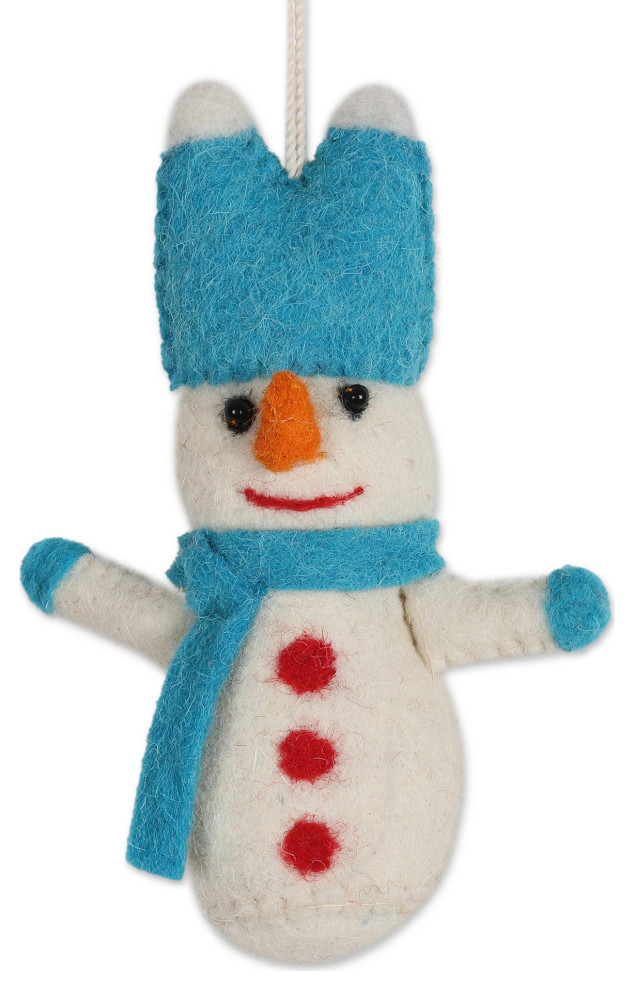 Novica Handmade Snowbunnies Wool Felt Ornaments (Set Of 5)   Christmas Ornaments   by NOVICA  Houzz