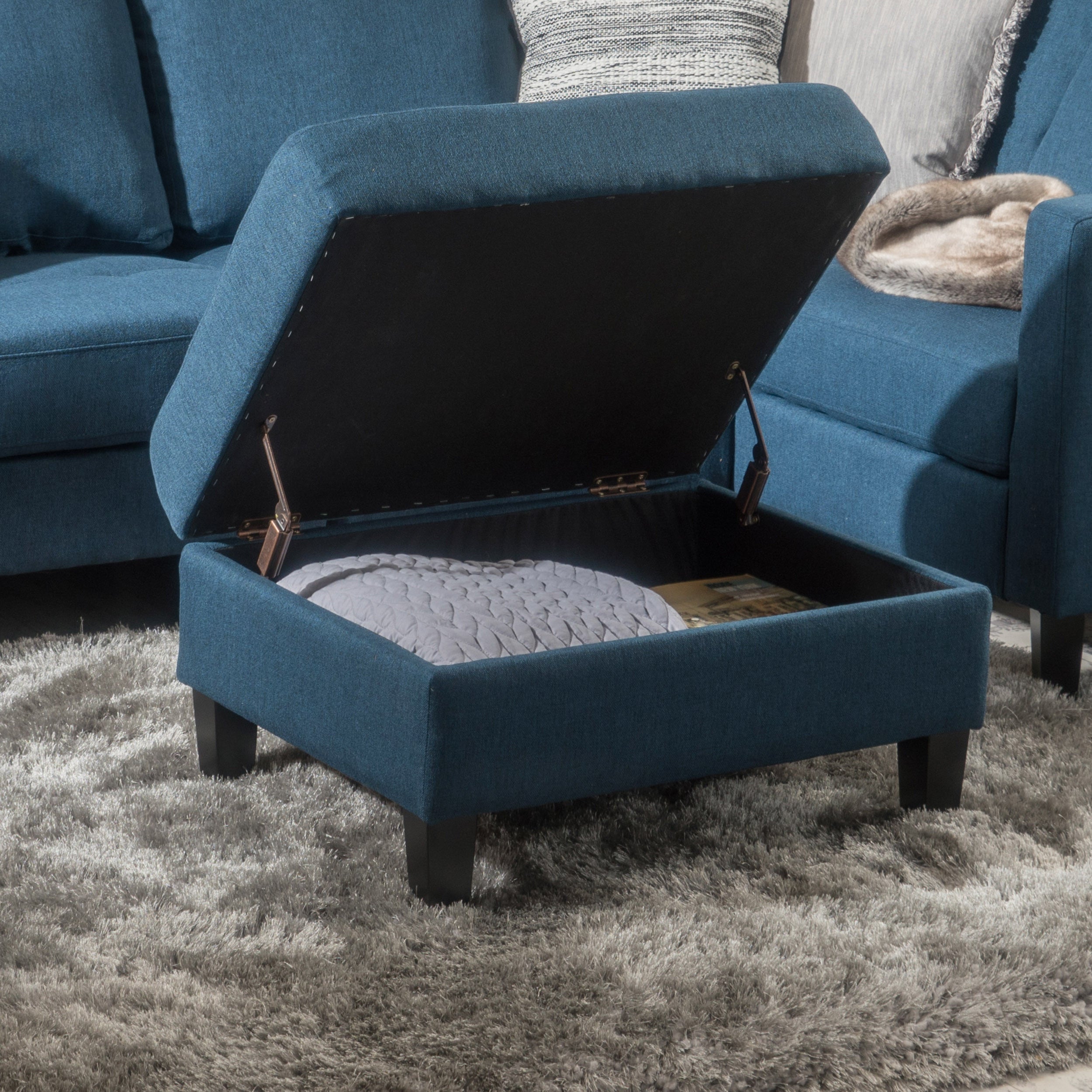 Zahra Contemporary Tufted Fabric Storage Ottoman