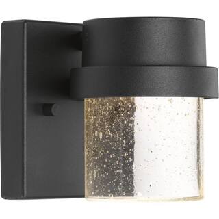 Progress Lighting Z-1060 LED Collection 1-Light Textured Black Clear Seeded Glass Modern Outdoor Wall Lantern Light P560073-031-30