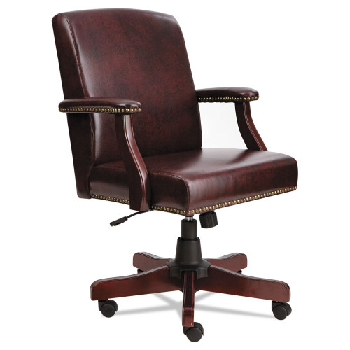 Alera Traditional Series Mid-Back Chair， Supports up to 275 lbs， Oxblood Burgundy Seat/Oxblood Burgundy Back， Mahogany Base (TD4236)