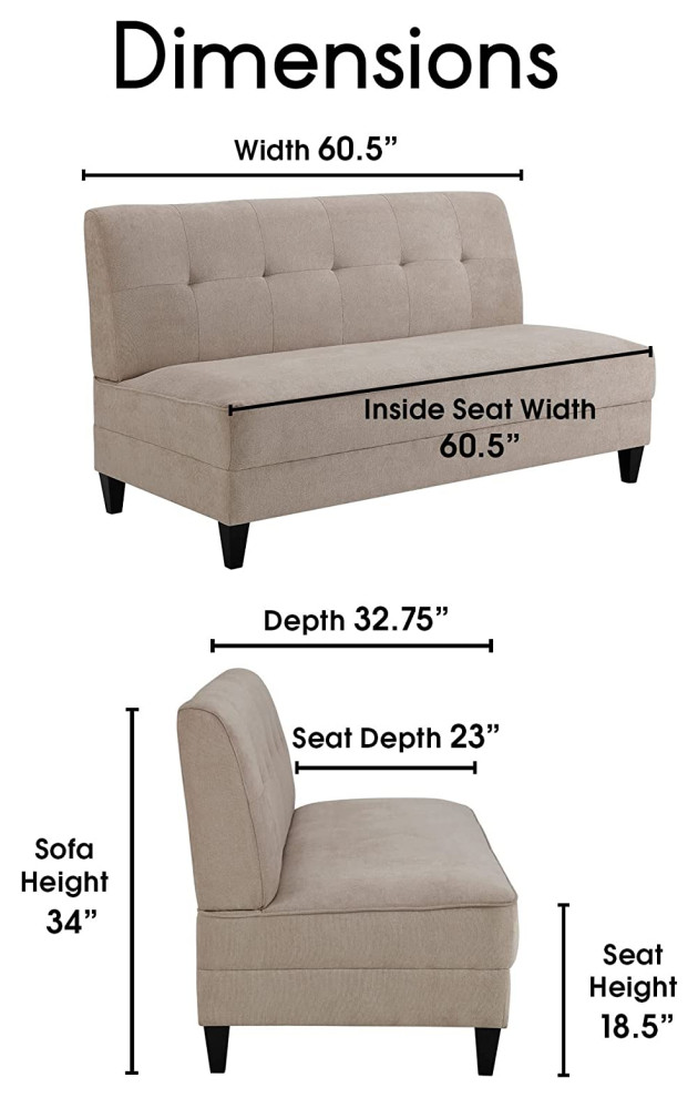 Midcentury Loveseat Settee  Armless Design With Ivory Chenille Fabric Upholster   Transitional   Loveseats   by Decor Love  Houzz