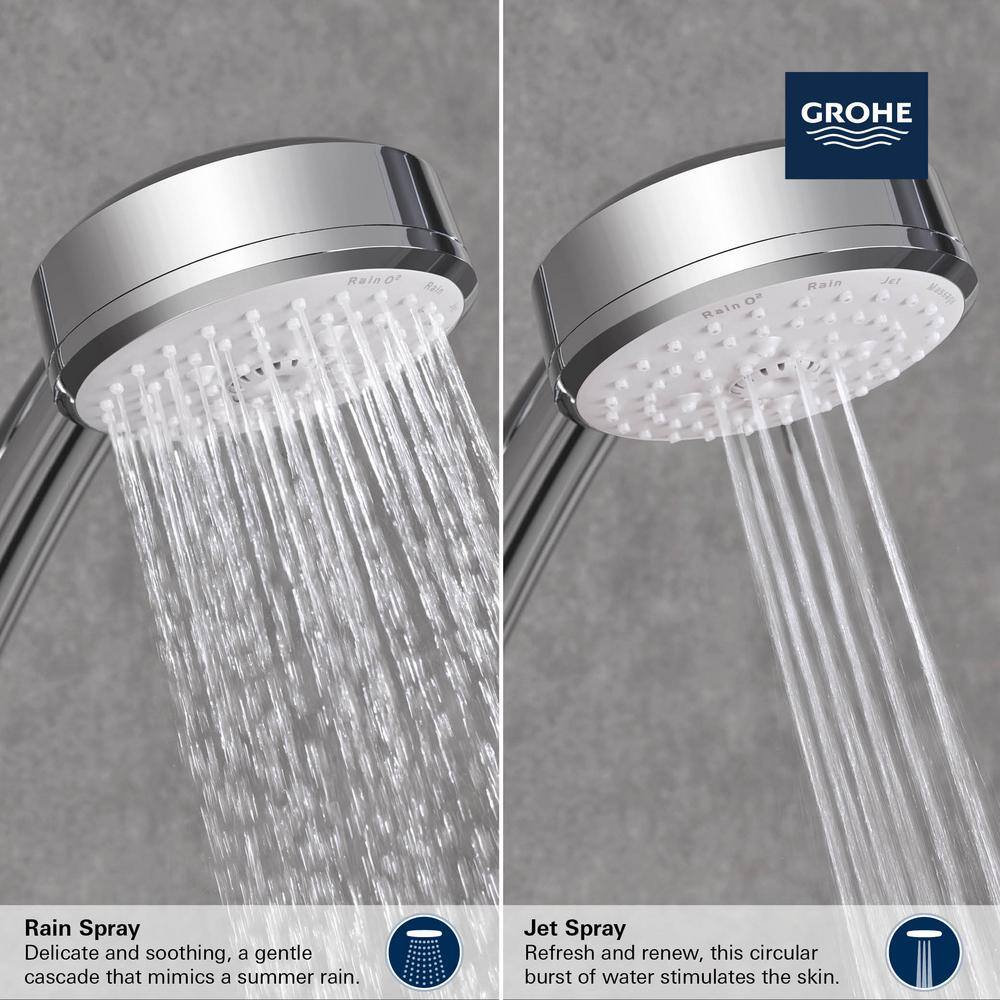 GROHE Tempesta 2-Spray Patterns 1.5 GPM 4 in. Wall Mount Rain Handheld Shower Head in Matte Black 275712432