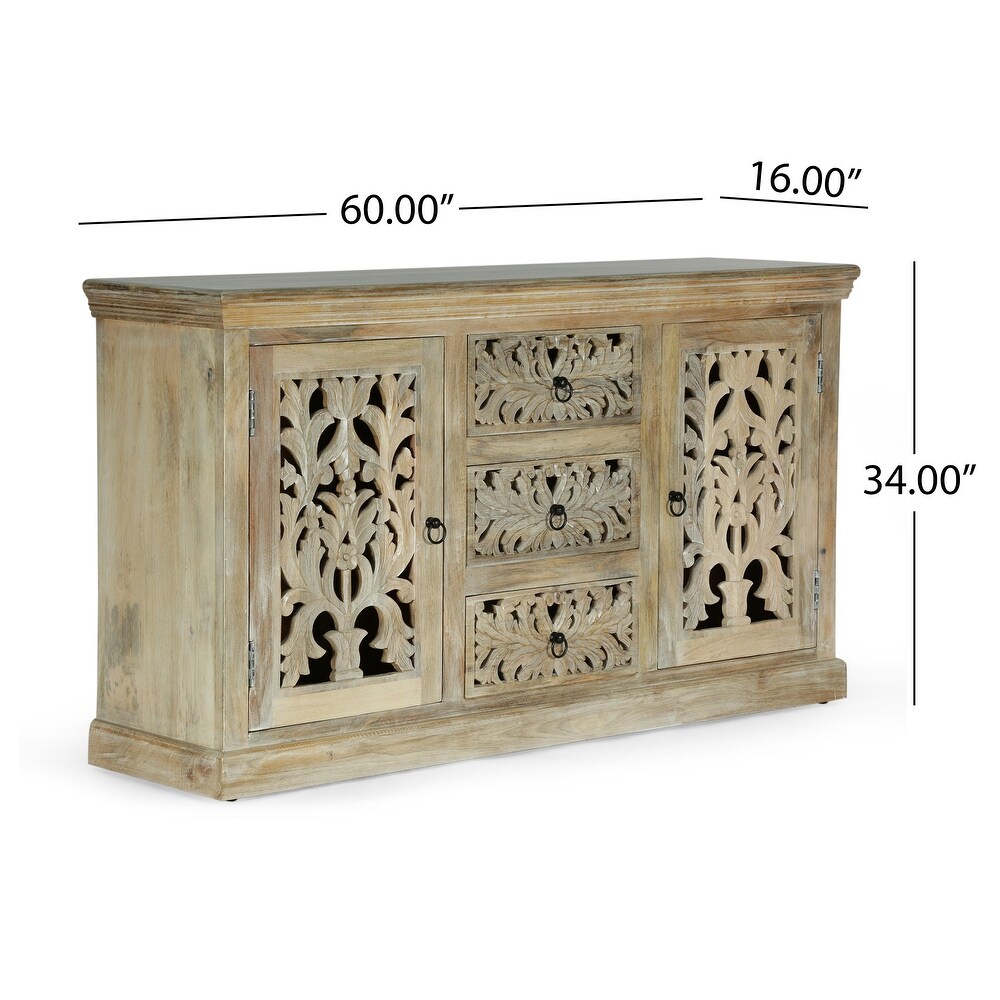 Horeb Boho Handcrafted Mango Wood 3 Drawer Sideboard by Christopher Knight Home   60.00\