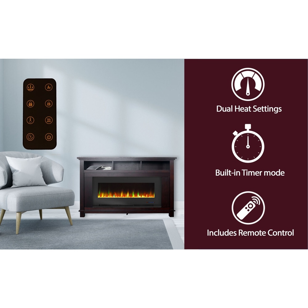 Cambridge San Jose Fireplace Entertainment Stand in Mahogany with 50\