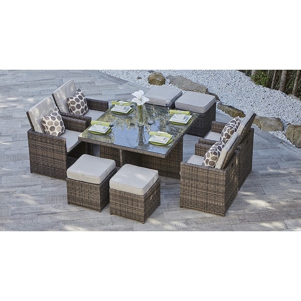 9piece Outdoor Dining Table Set with Cushions