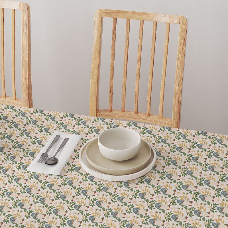 Square Tablecloth， 100% Polyester， 70x70， Cute Gnomes and Flowers