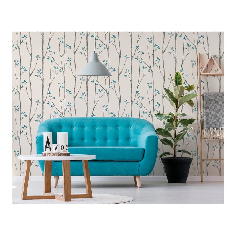 Ingrid Blue Scandi Tree Wallpaper   20.5 x 396 x 0.025