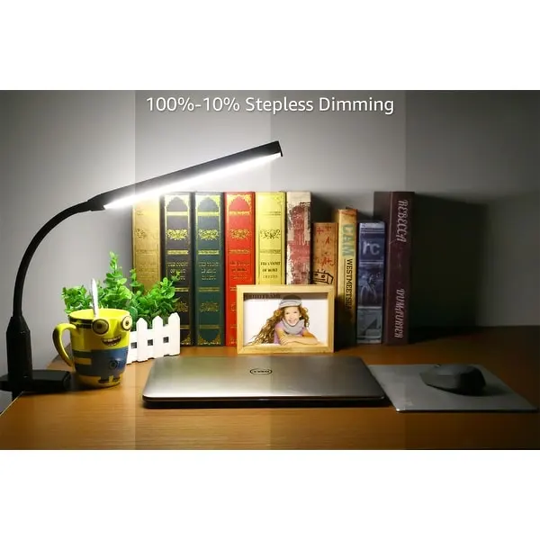 Dimmable Clamp Desk Lamp， Touch Control， Memory Function， for Home， Office， 4000K