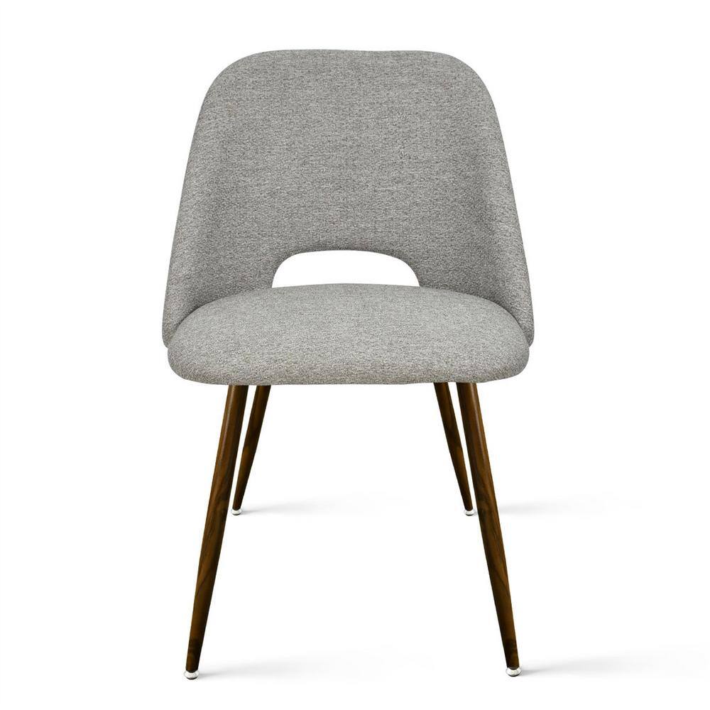 Elevens Upholstered Modern Cutout Back Dining Chair with Walnut Leg (Set of 4) EDWIN-CHAIR-WALNUTGREY