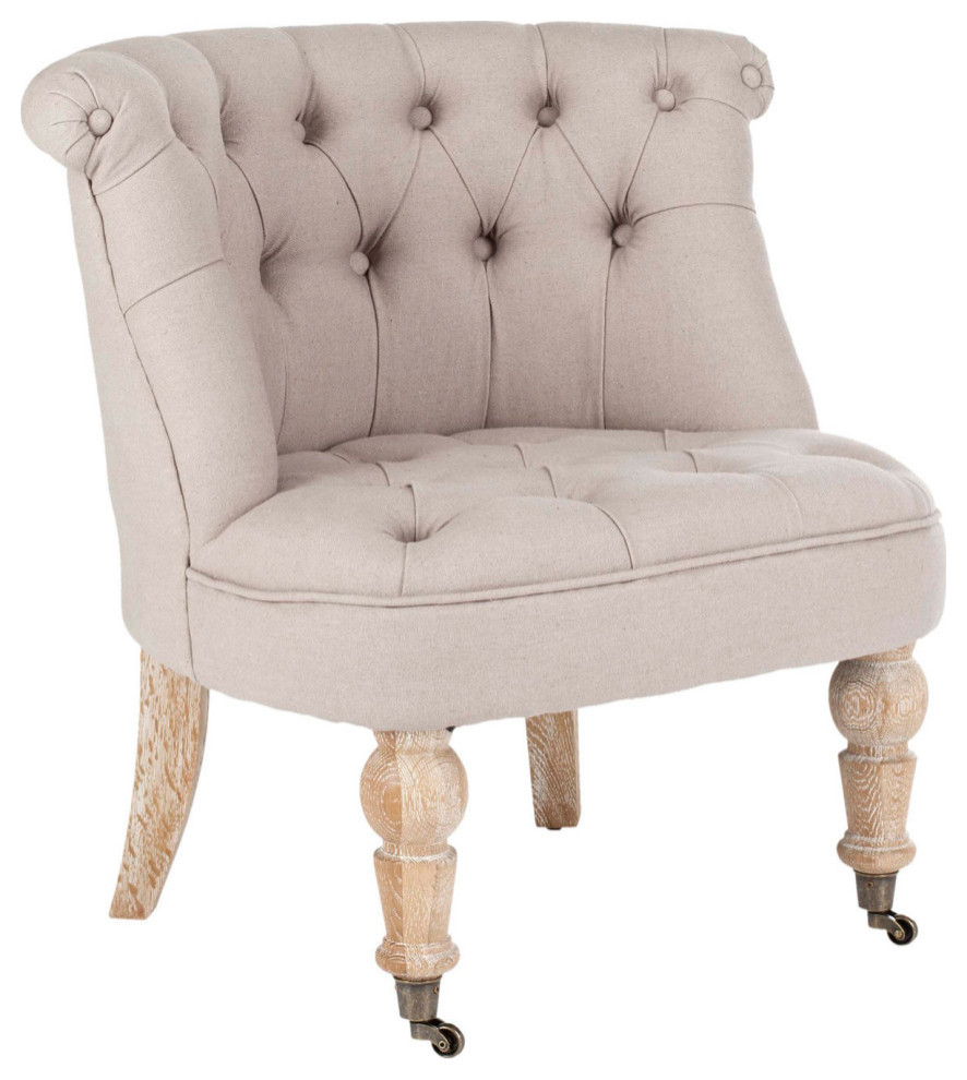 Petite Tufted Chair Taupe   Traditional   Armchairs And Accent Chairs   by AED Luxury Home Decor  Houzz