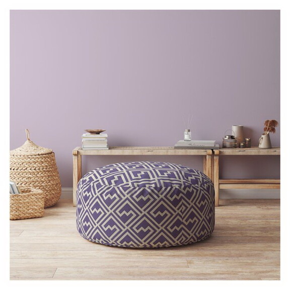 Indoor TETRI Med Purple Round Zipper Pouf   Stuffe...