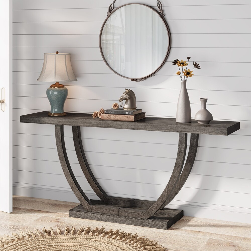 Farmhouse Console Sofa Table  63 Inches Wood Entryway Table