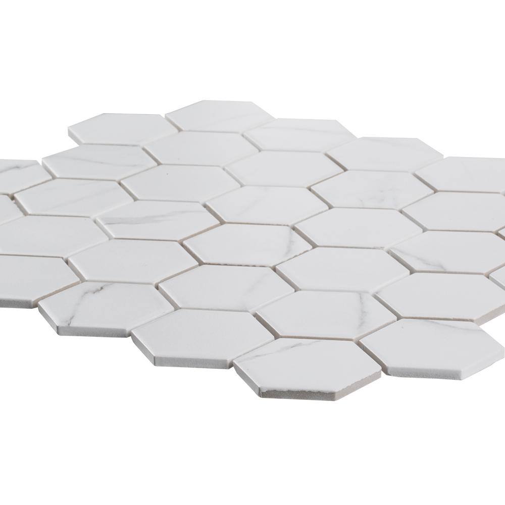 Jeffrey Court Whisper Valley White 11 in. x 12.625 in. Hexagon Matte Porcelain Wall and Floor Mosaic Tile (0.964 sq. ft.Each) 98439