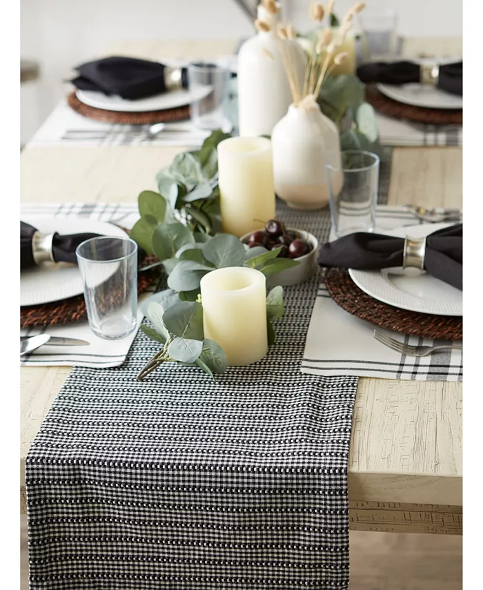 Design Imports Farmhouse Gingham Table Runner