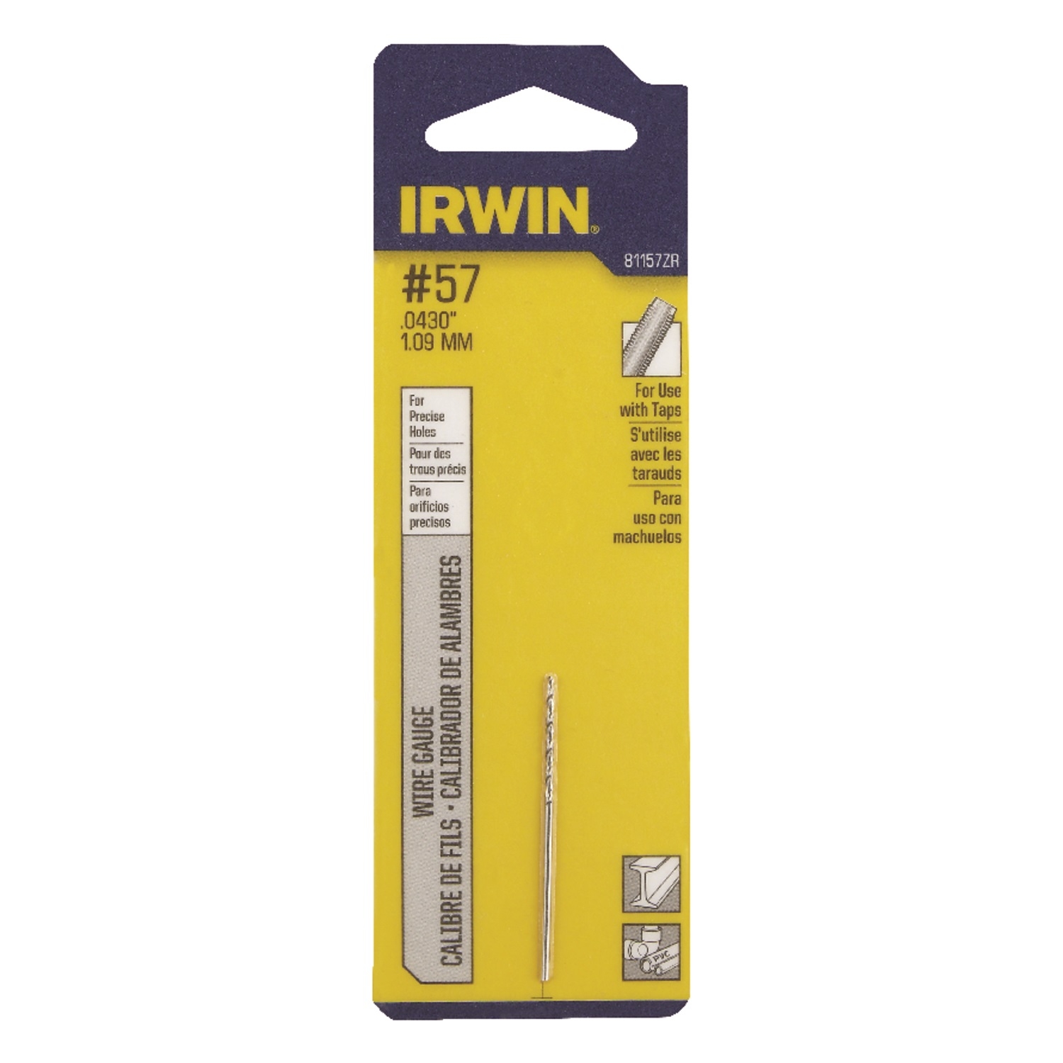 Irwin #57 X 1-3/4 in. L High Speed Steel Wire Gauge Bit 1 pc