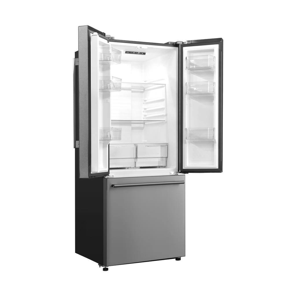 Galanz 29 in. W 16.0 cu. ft. French Door Refrigerator in Stainless Steel Ice Maker GLR16FS2K16