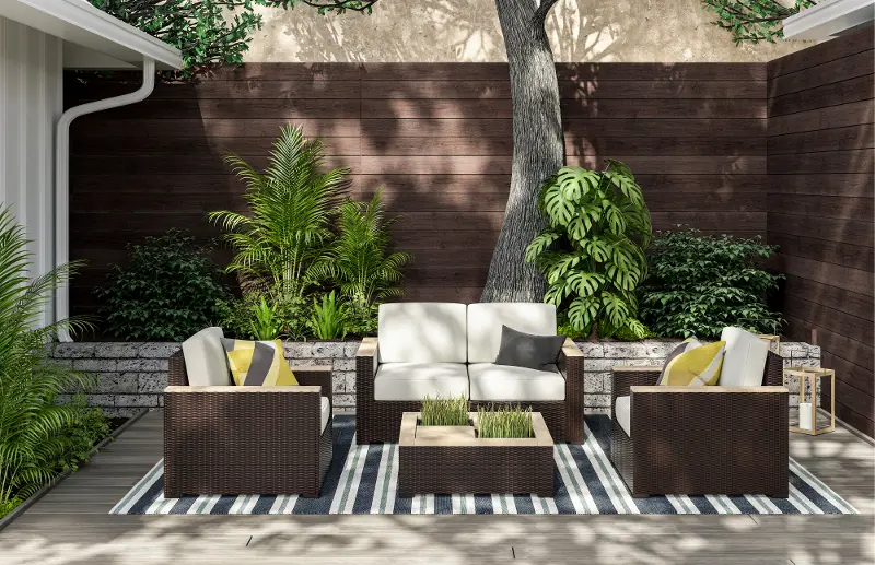 Palm Springs Brown Outdoor Loveseat Set