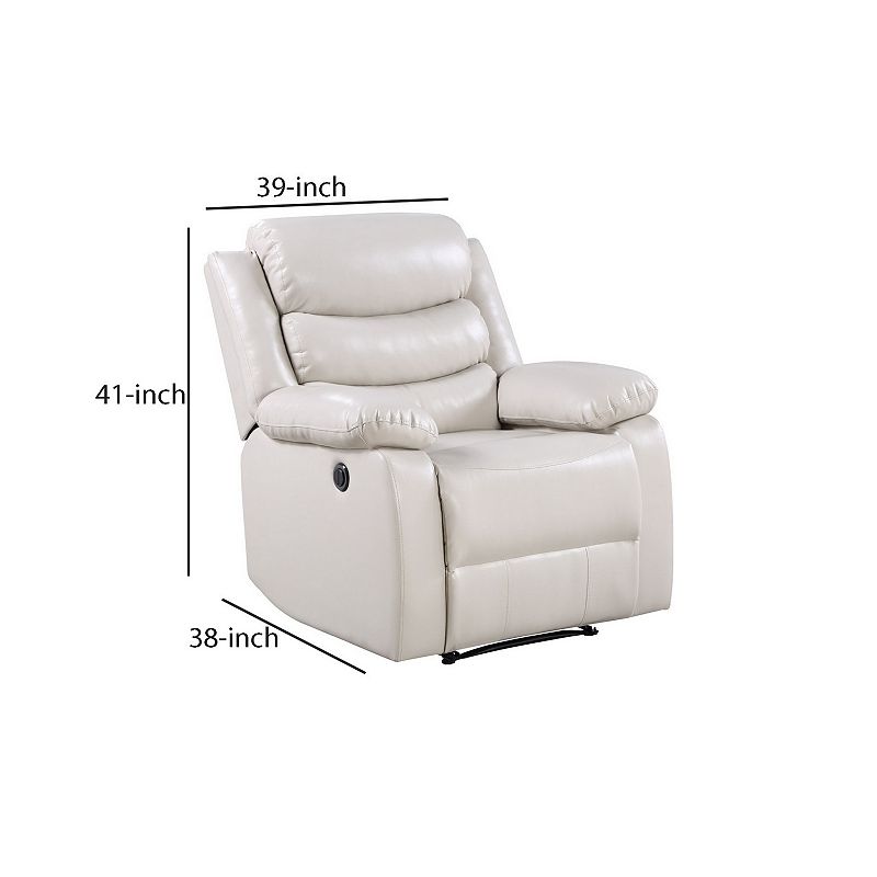 Power Recliner Chair with Split Back and Pillow Top， Cream