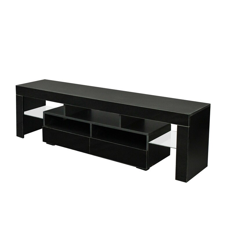 63''L RGB LED Lights TV Stand TV Cabinet with 2 Drawerand7 Shelves for 61 in and Up Entertainment Center