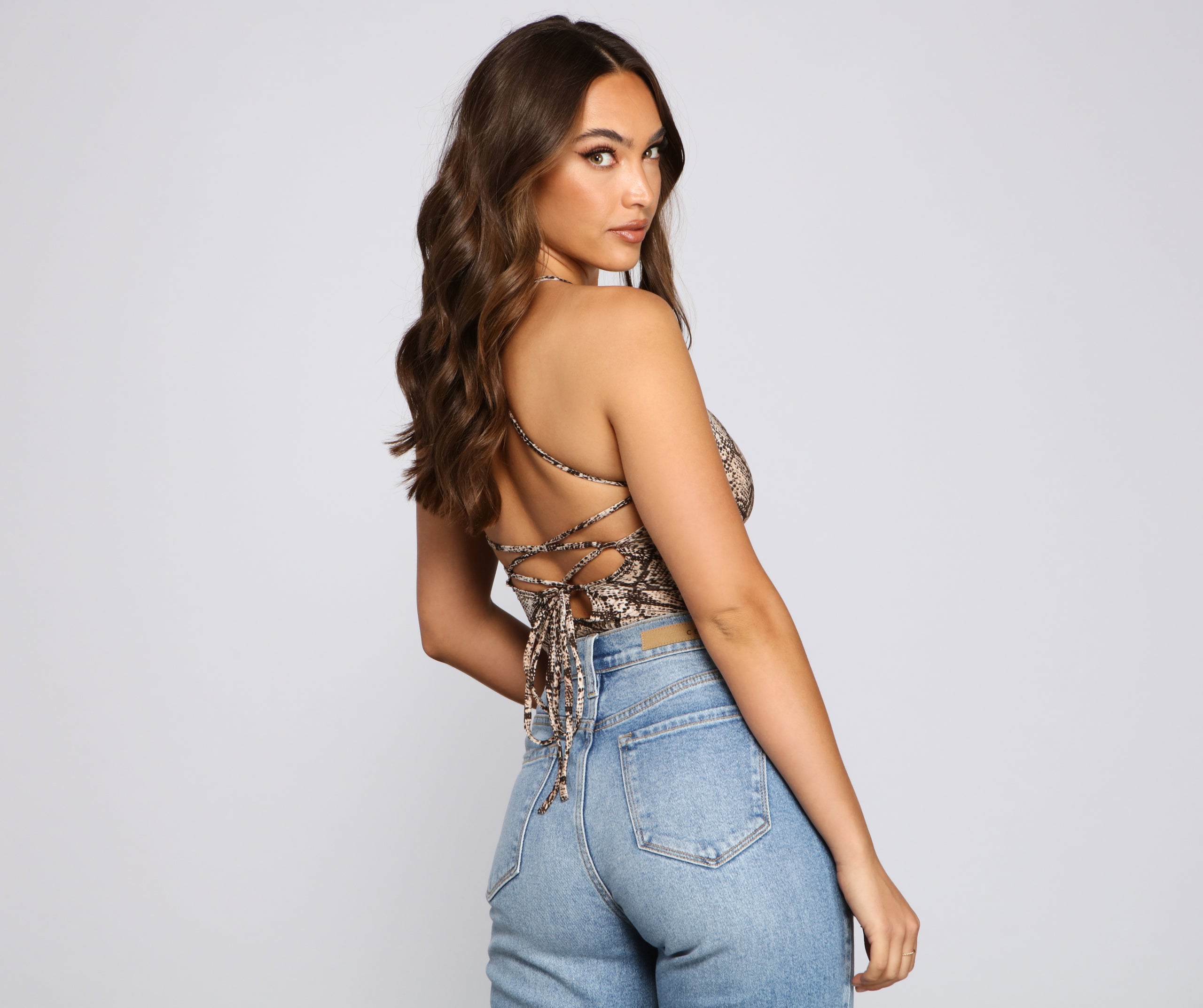 Snake Print Vixen Lace-Up Bodysuit