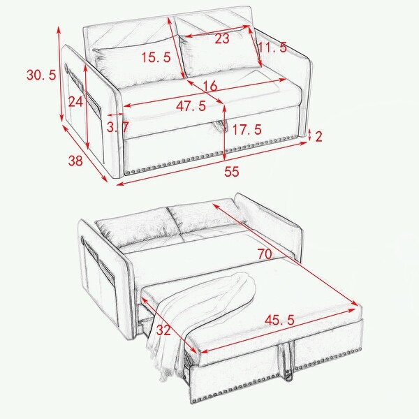 3-in-1 adjustable sleeper with pull-out bed