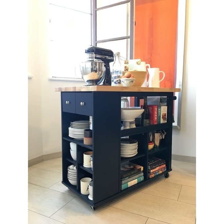 angelo:HOME Kitchen Island/Cart - Boston (Navy)