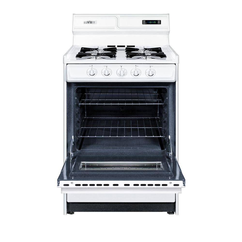 Summit Appliance 24 in. 2.9 cu. ft. Gas Range in White WNM6307KW