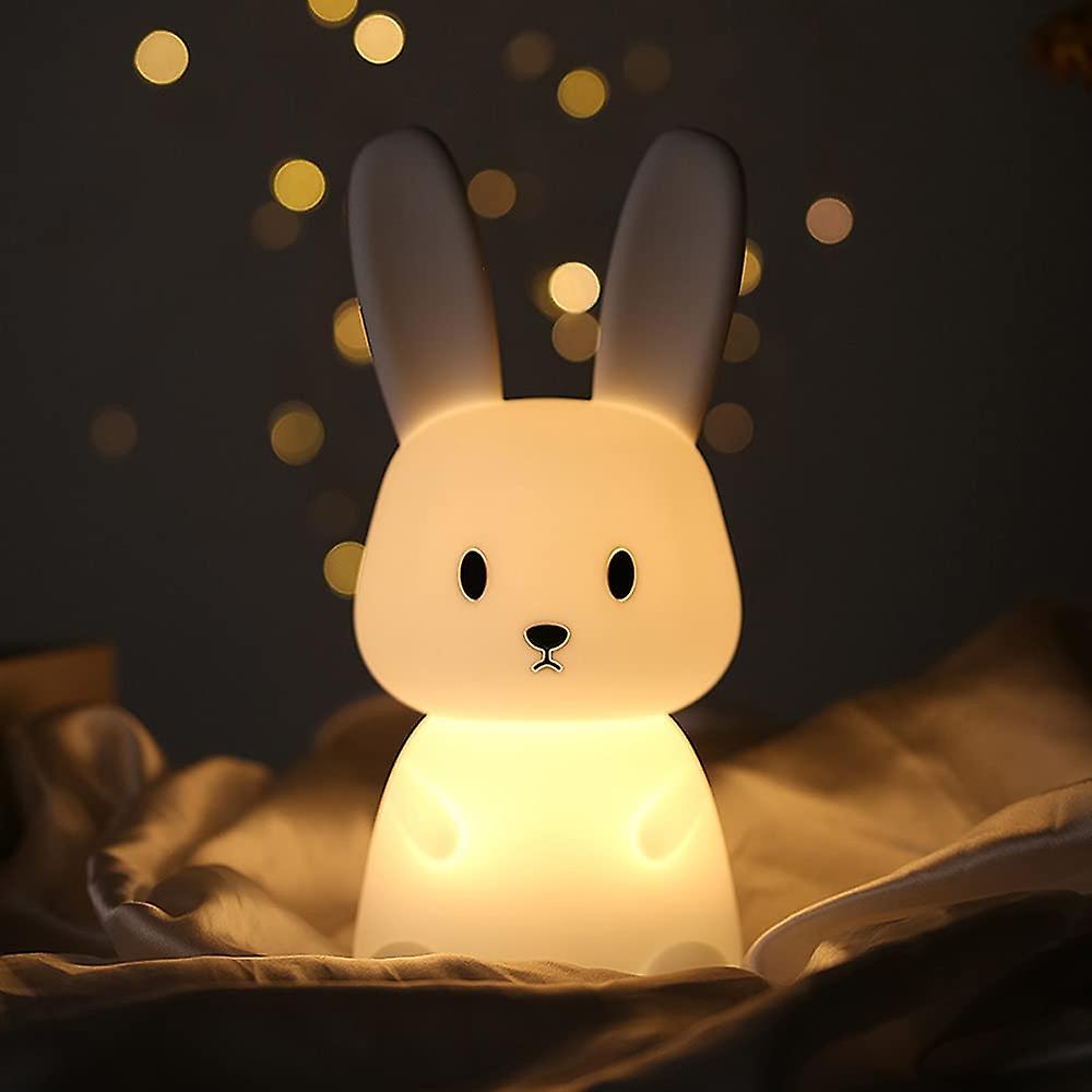 Night Light Baby Bunny Led Baby Night Light Usb Rechargeable Rabbit Touch Portable Silicone Lamp 7 Light Changes Girl Boy Gift