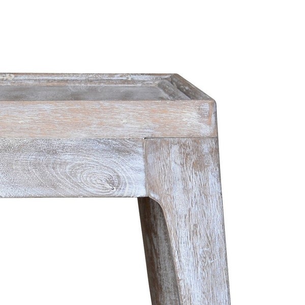 22 Inch Rustic End Table， Mango Wood， Whitewashed Weathered Finish， White - 22 H x 20 W x 20 L