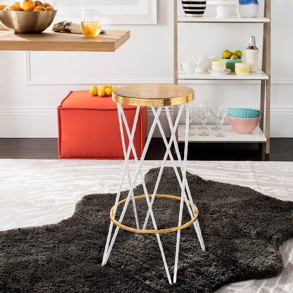 SAFAVIEH 30- Inch Hester White/ Gold Bar Stool - 15.5