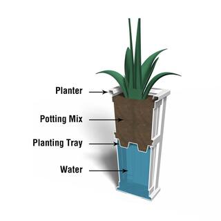 Mayne Cape Cod 32 in. Tall Self-Watering White Polyethylene Planter 4843-W