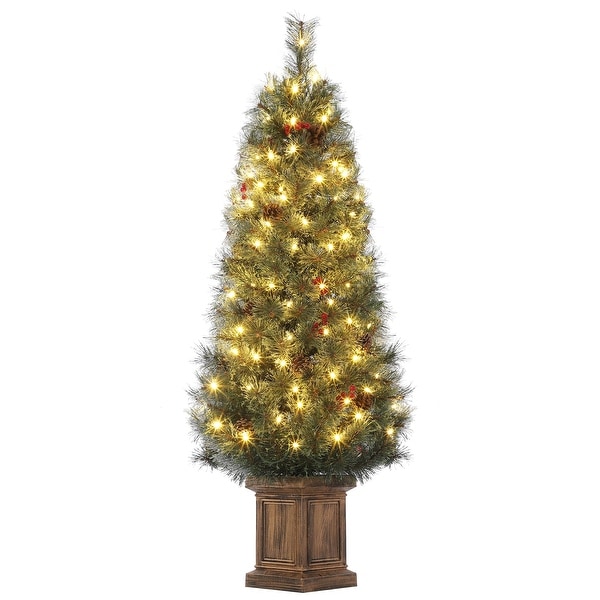 4.5ft Artificial Christmas Tree，Prelit Christmas Tree with 108 Warm White Led Lights