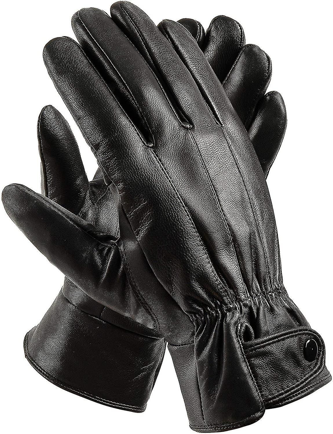 Winter Black Genuine Leather Gloves For Men Touchscreen Driving Dress Outdoor