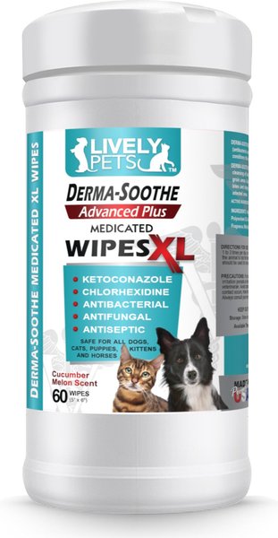 Lively Pets Derma-Soothe Advance Plus Medicated Dog and Cat Wipes