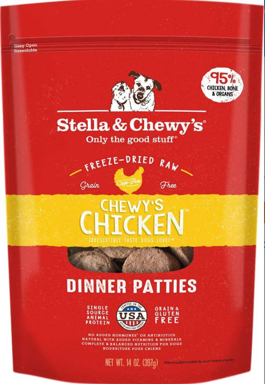 Stella and Chewy's Freeze-Dried Raw Chewy's Chicken Dinner Patties Dog Food， 25 Oz.