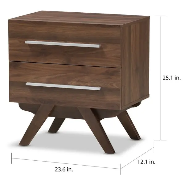 Mid-Century 2-Drawer Nightstand Baxton Studio