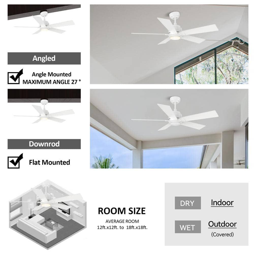 CARRO Aspen 52 in Dimmable LED IndoorOutdoor White Smart Ceiling Fan with Light and Remote Works with AlexaGoogle Home