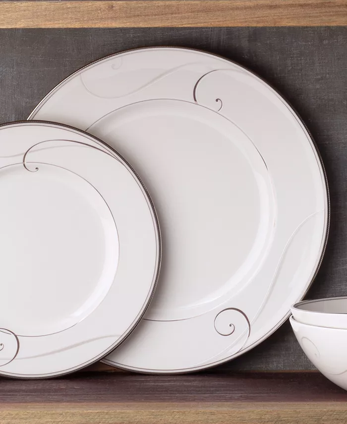 Noritake Platinum Wave Set of 4 Dinner Plates Service For 4