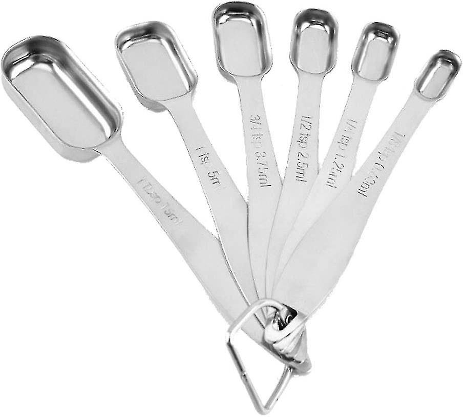 6-piece Measuring Spoon Set， Stainless Steel Spoon Durable， Silver Measure Spoons， Metal Measure Cup