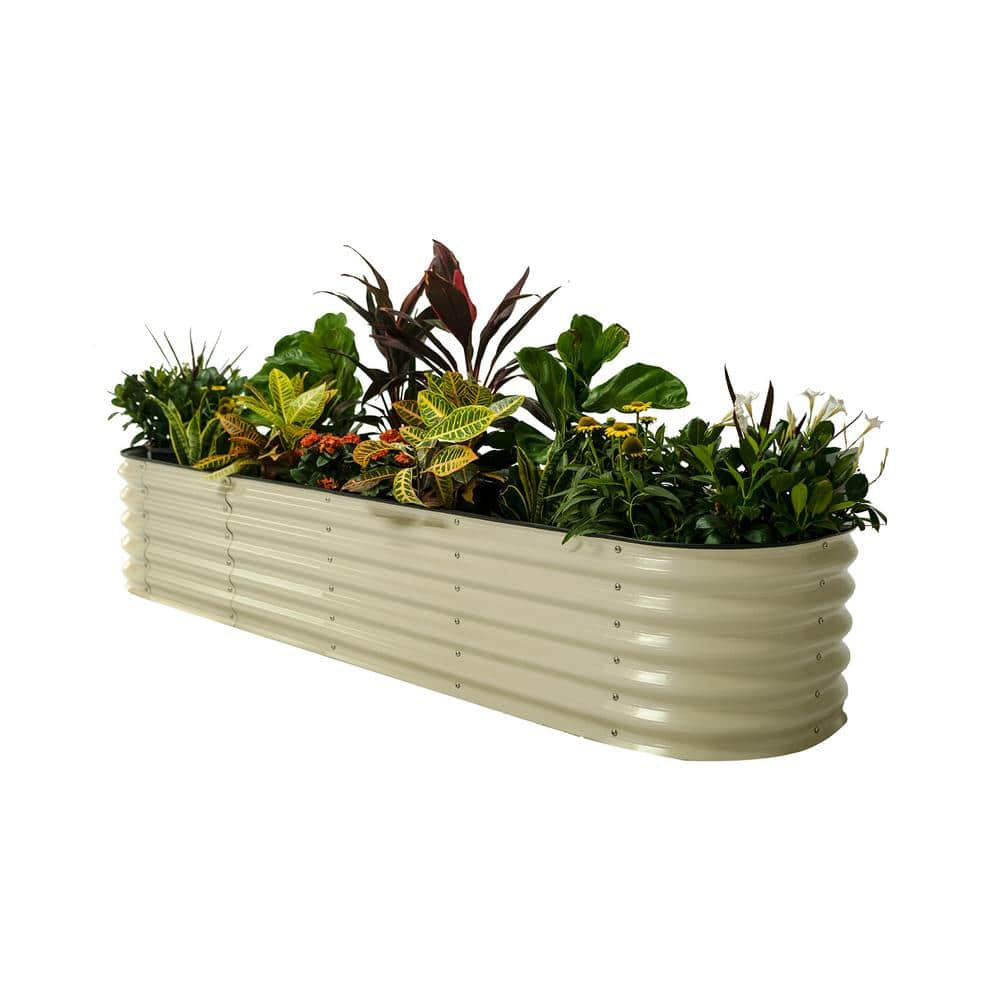 vego garden 17 in. Tall 9-In-1 Modular Pearl White Metal Raised Garden Bed Kit VB9N117W