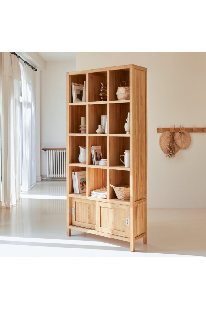 Teak Sliding Door Bookcase  Tikamoon Coffee Tek Slide   Transitional   Bookcases   by Oroa   Distinctive Furniture  Houzz