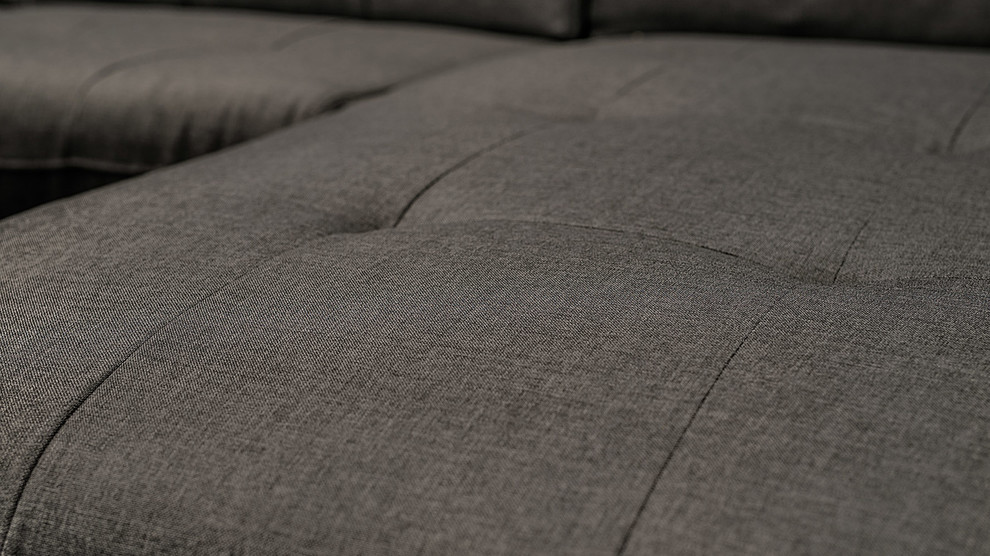 Modern Dark Gray Fabric Tufted Rider Sectional   Transitional   Sectional Sofas   by Zuri Furniture  Houzz