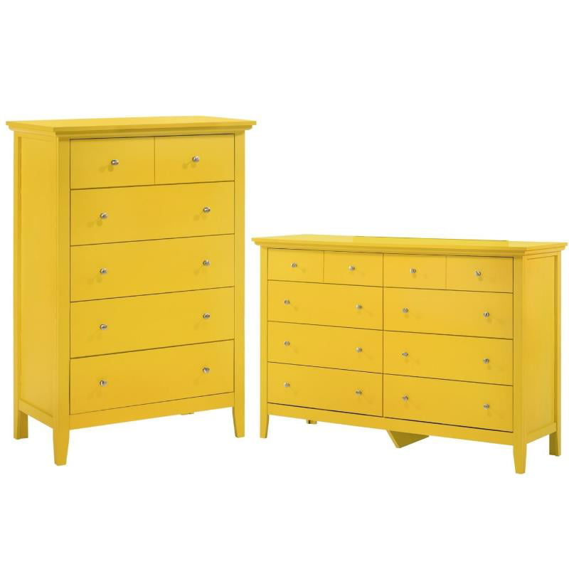 Home Square 2-Piece Set with 8-Drawer Dresser and 5-Drawer Chest in Yellow