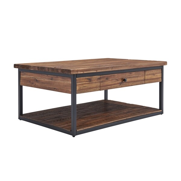 Carbon Loft Ciaravino 48-inch Rustic Wood Coffee Table with Drawer and Low Shelf