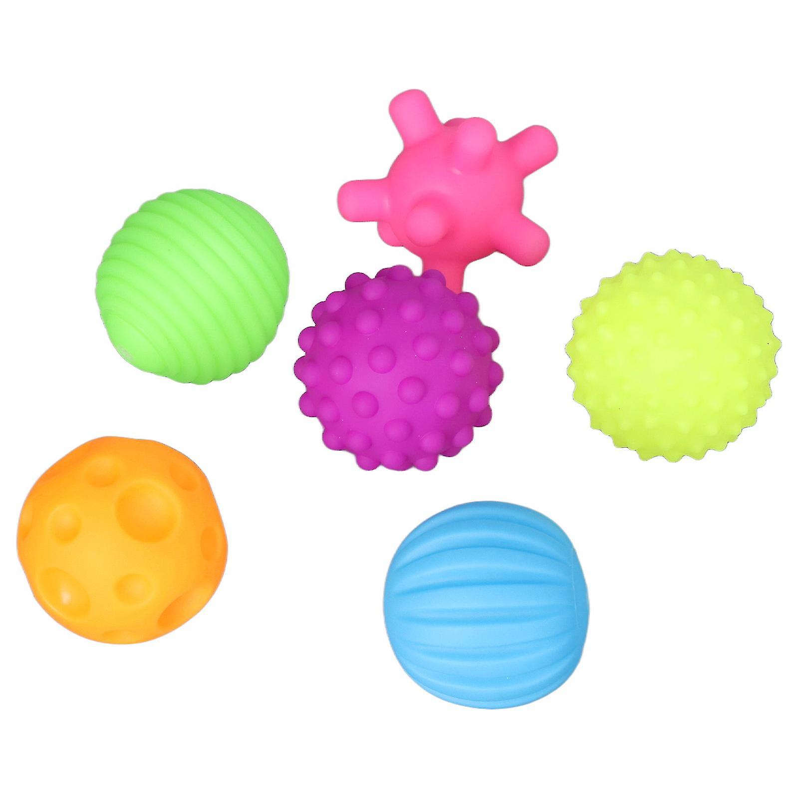 6pcs Baby Textured Ball Set Infant Funny Soft Elastic Multicolor Squeezing Sensory Ball Toy for Home Multicolor