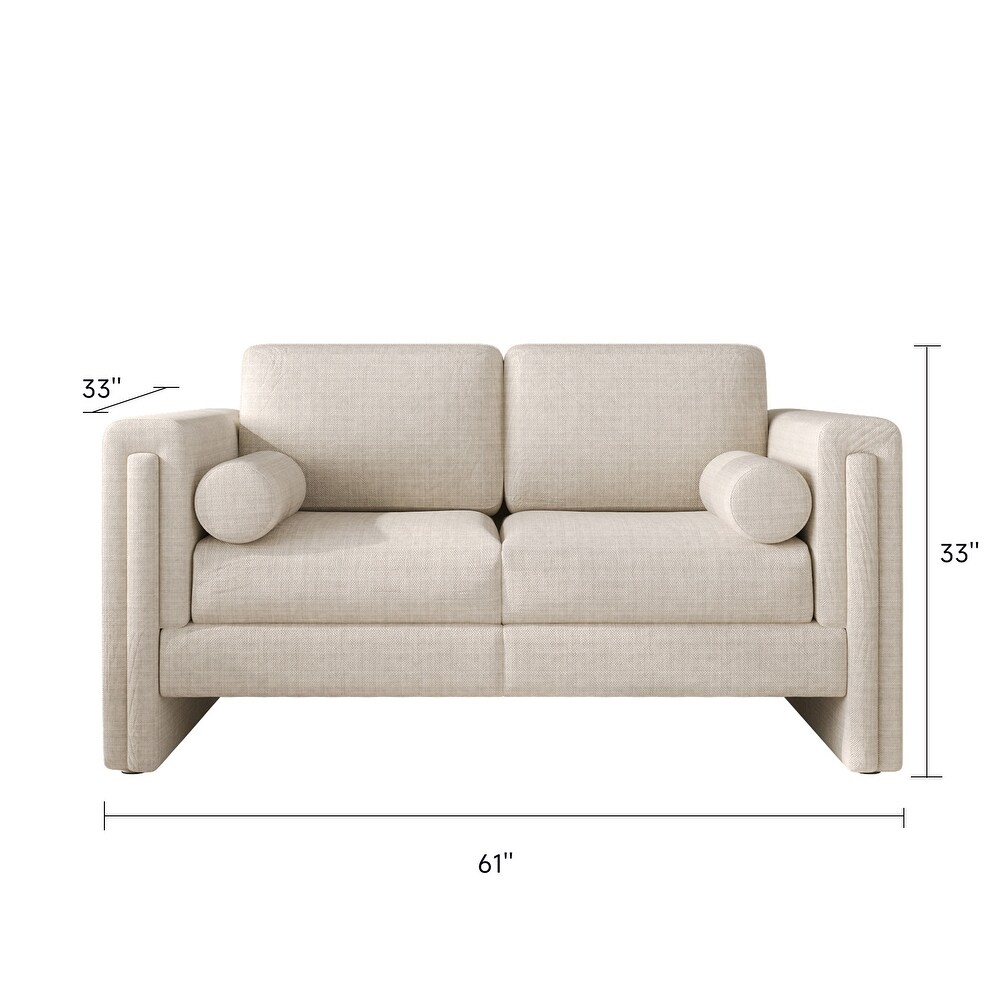 JASIWAY Modern Upholstered Sofa Loveseat with 2 Pillows