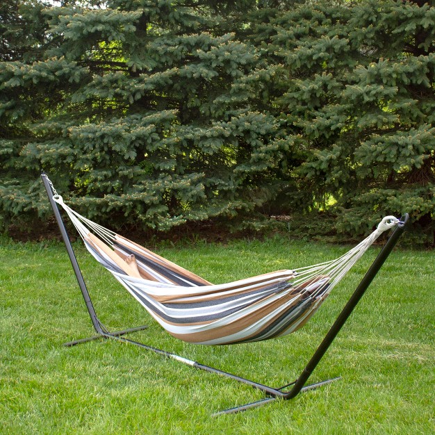 X 58 5 quot Striped Double Brazilian Hammock Brown white