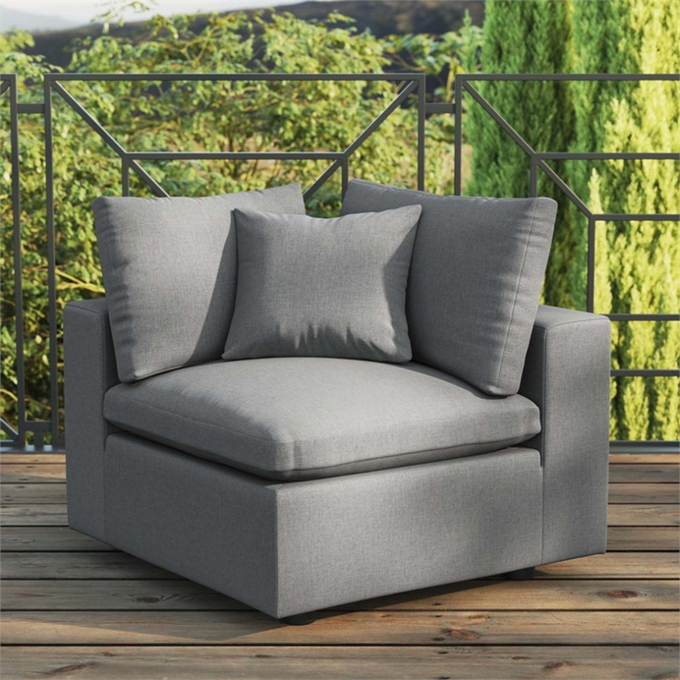 Modway Commix Modern Fabric Overstuffed Outdoor Patio Corner Chair in Charcoal   Transitional   Outdoor Lounge Chairs   by ShopFreely  Houzz